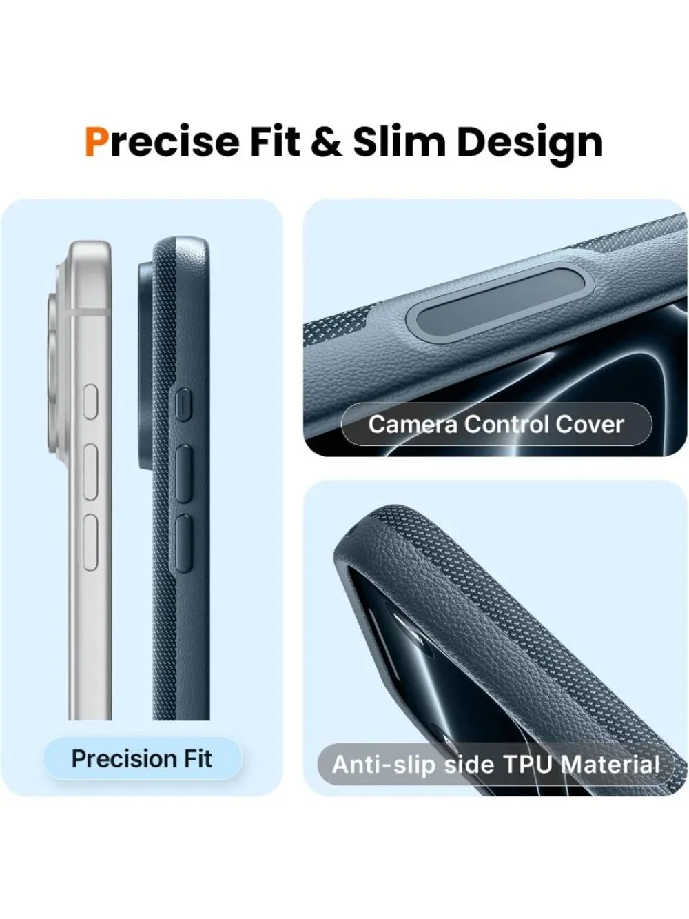 iPhone 18 Pro Blue Techwoven Drop Protection Shockproof Skin-Friendly Case